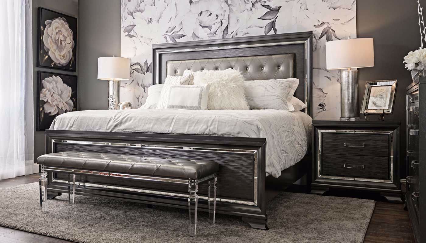 Monroe Queen Bed, Dresser, Mirror & Nightstand