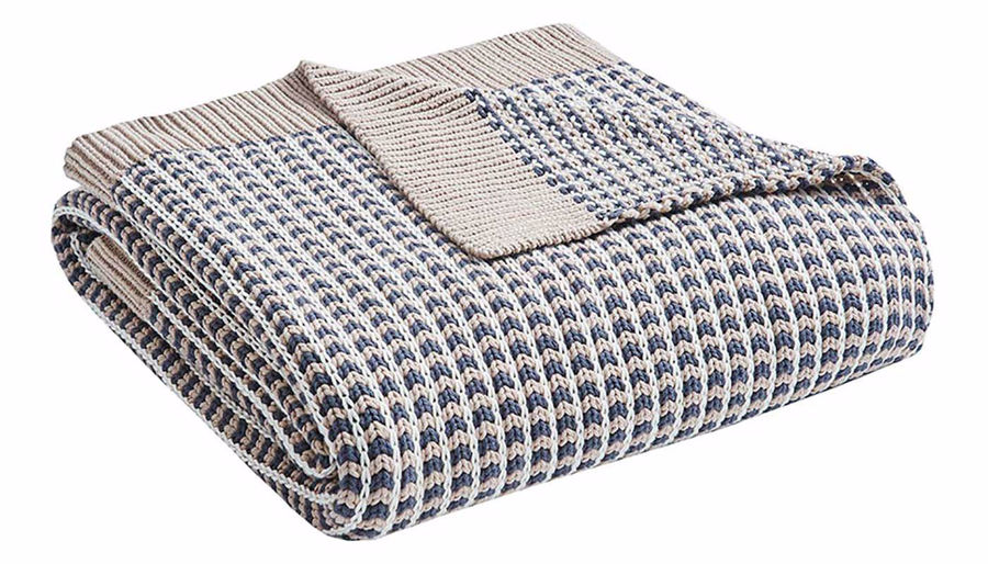 Picture of Reed Cotton Knit Throw Grey