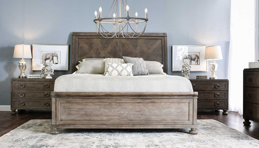 Picture of Malibu King Bed, Dresser, Mirror & 2 Wooden Nightstands