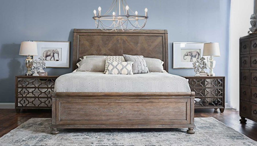 Picture of Malibu King Bed, Dresser, Mirror & 2 Mirrored Nightstands