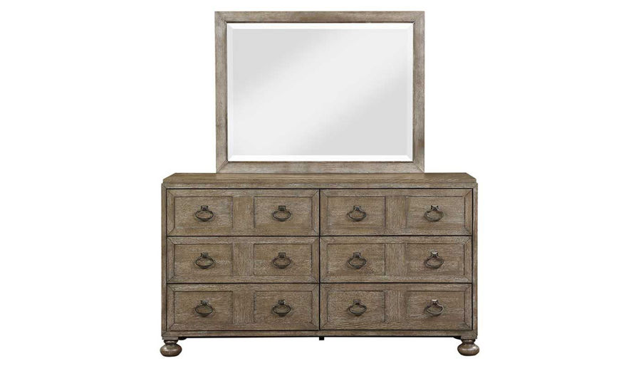 Picture of Malibu Queen Bed, Dresser, Mirror & 2 Wooden Nightstands