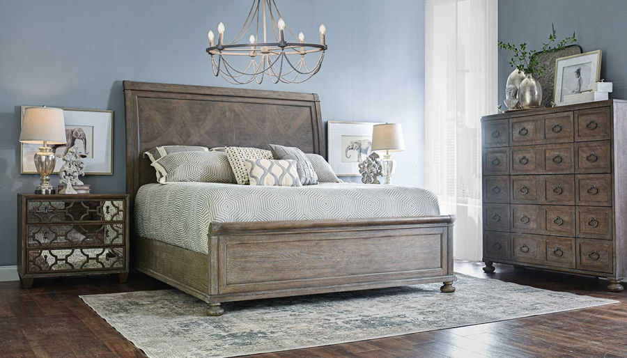 Picture of Malibu Queen Bed, Dresser, Mirror, Mirrored Nightstand & Chest