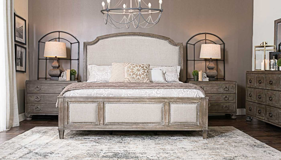 Picture of Riverside Queen Bed, Dresser, Mirror & 2 Wooden Nightstands
