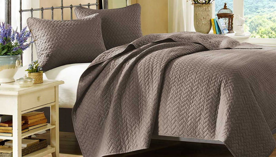 Picture of Velvet Touch Taupe Coverlet Set