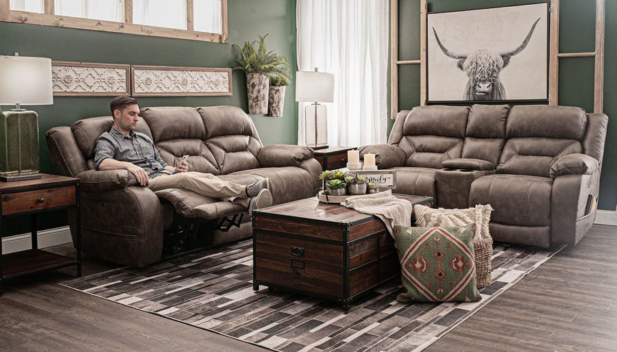 Picture of Houston Taupe Power Sofa, Loveseat & Recliner