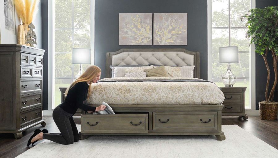 Imagen de Bocelli Queen Storage Bed, Dresser, Mirror & Nightstand