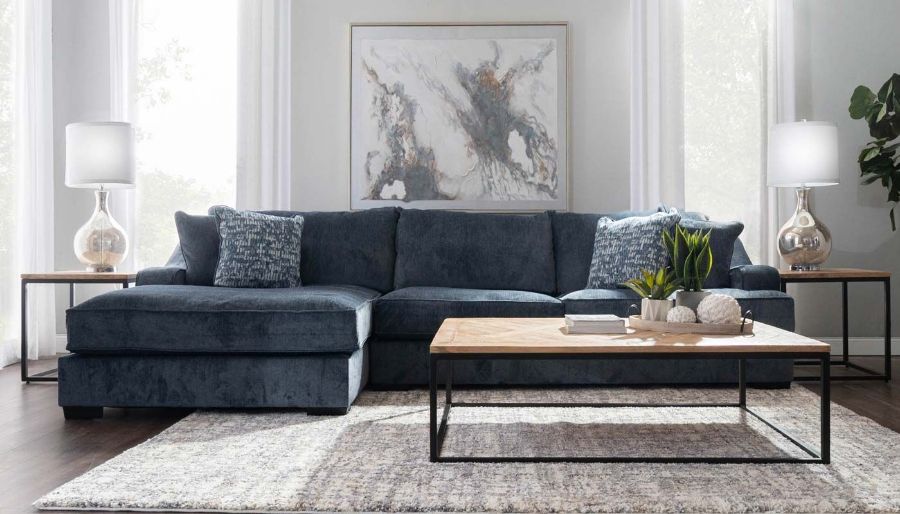 Picture of Spartan Navy Sectional with Left Arm Facing Chaise