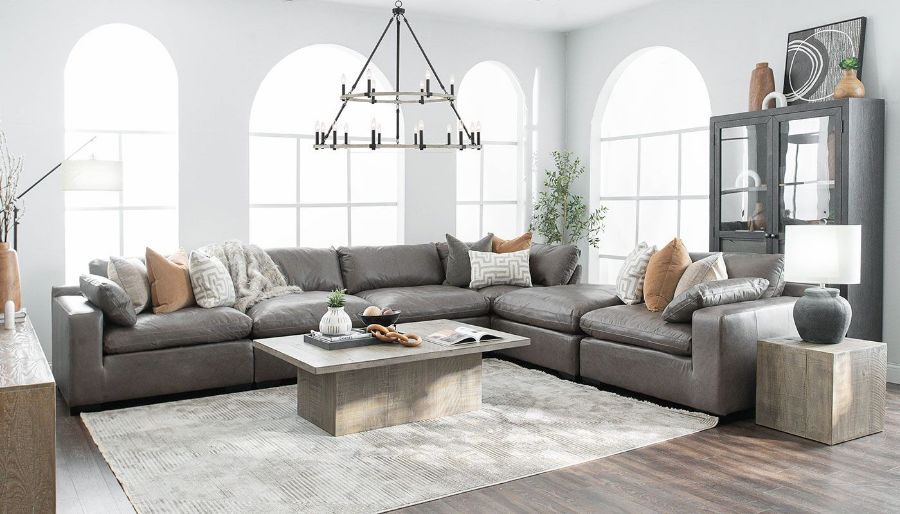 Picture of City Limits Leather 5PC Sectional & Ottoman
