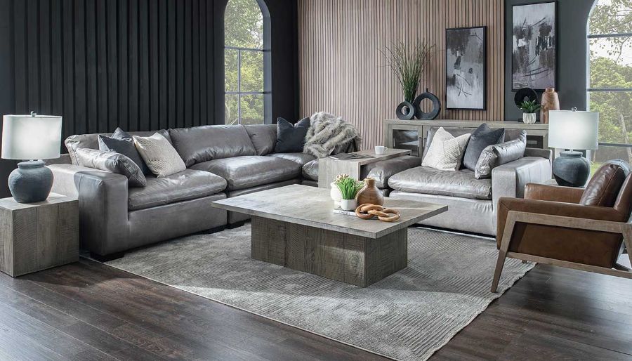 Picture of City Limits Leather 4-Piece Sectional & Ottoman