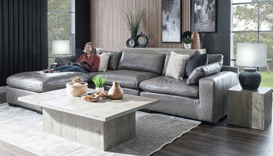 Picture of City Limits Leather Super Sofa & Ottoman