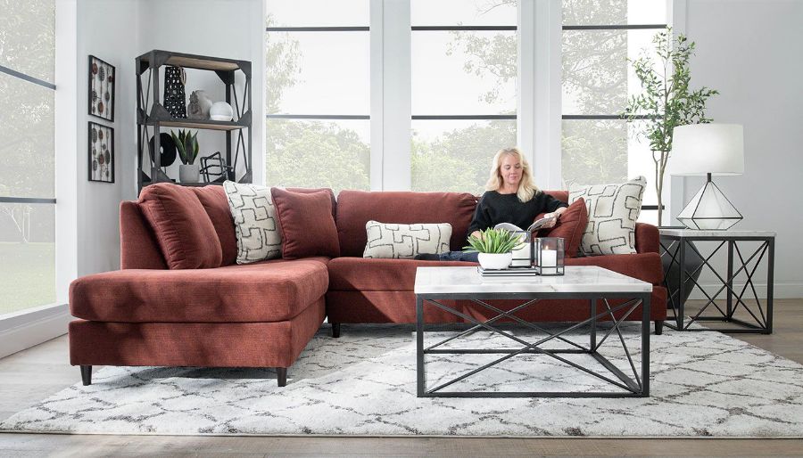 Picture of Arlington II Red Sectional with Left Arm Facing Chaise