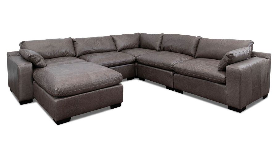 Picture of City Limits Leather 5-Piece Sectional & Ottoman