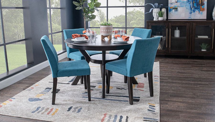 Picture of Bowman Dining Height Table & 4 Blue Chairs