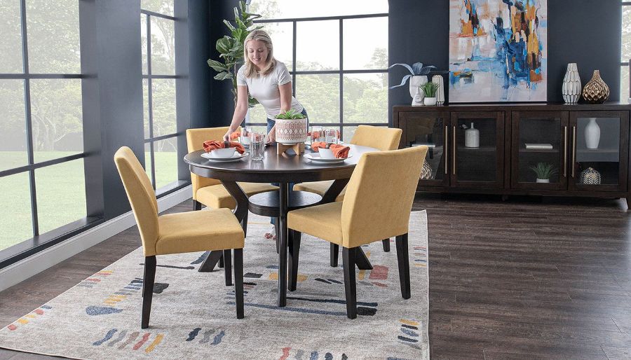 Picture of Bowman Dining Height Table & 4 Yellow Chairs