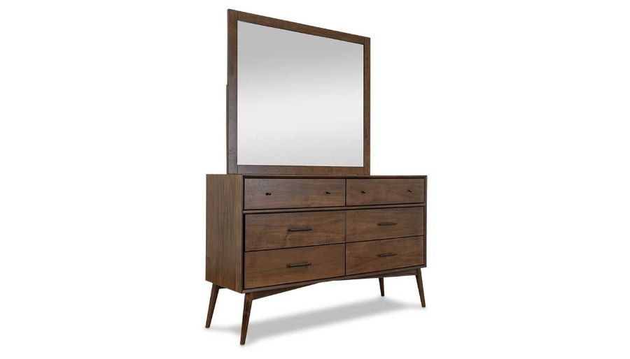 Picture of Mid Century King Bed, Dresser, Mirror & Nightstand