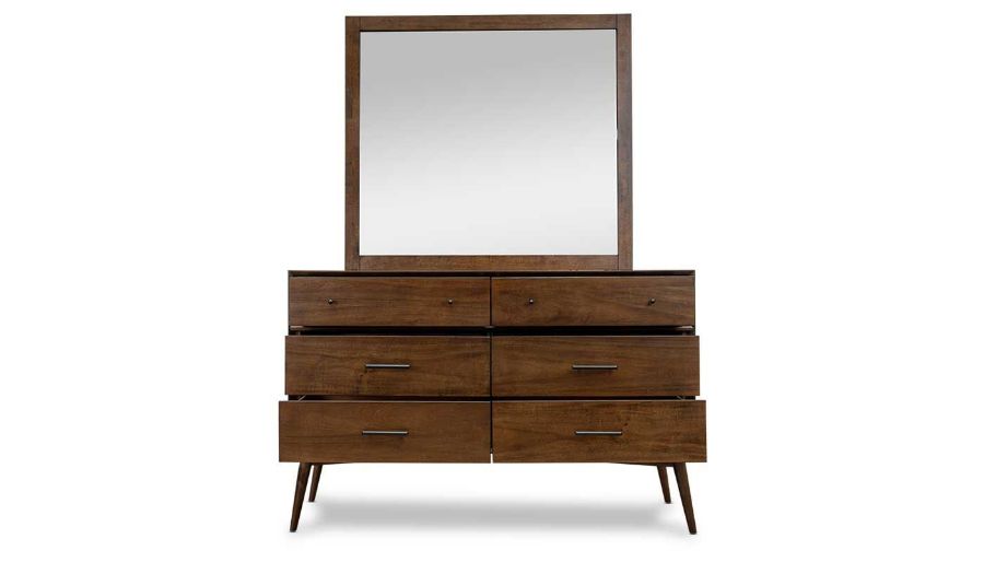Picture of Mid Century King Bed, Dresser, Mirror & Nightstand
