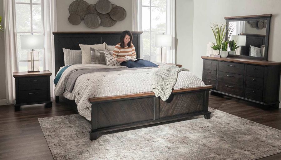 Picture of Bear River Brown Queen Bed, Dresser, Mirror & 2 Nightstands