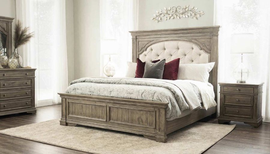 Imagen de Florence Driftwood King Bed, Dresser, Mirror, Nightstand & Chest
