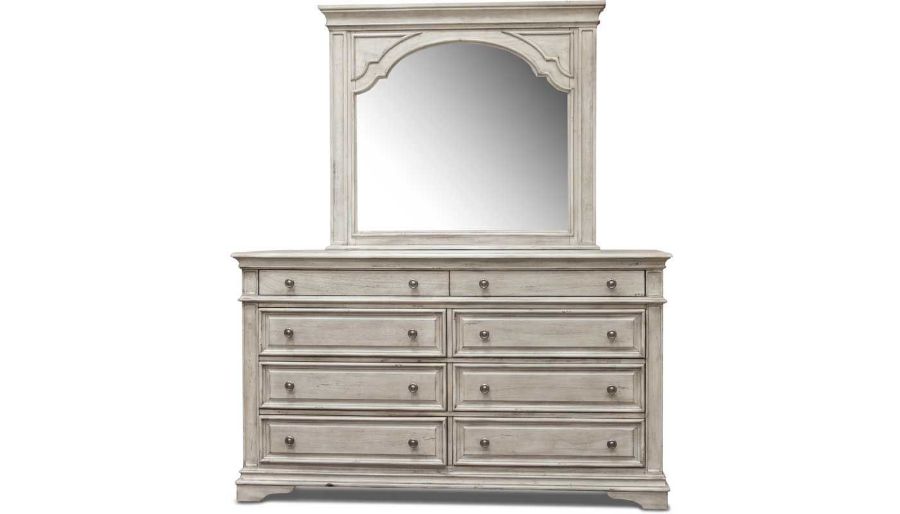 Imagen de Florence White King Bed, Dresser, Mirror & Nightstand