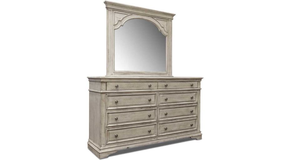 Imagen de Florence White Queen Bed, Dresser, Mirror & Nightstand