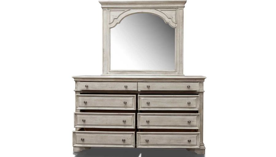 Imagen de Florence White Queen Bed, Dresser, Mirror & Nightstand