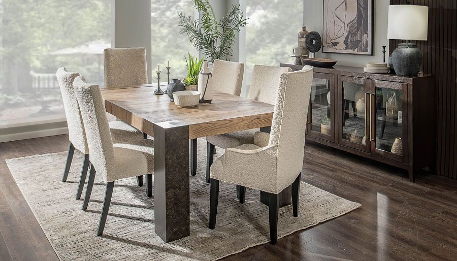 Imagen de Our House 84" Dining Height Table & 4 Cream Side Chairs