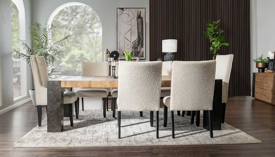 Imagen de Our House 100" Dining Height Table & 4 Cream Side Chairs