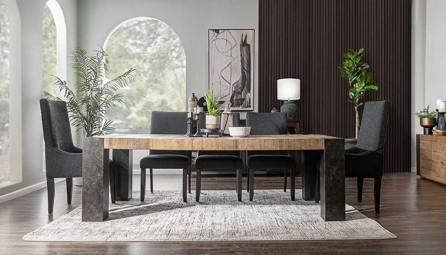 Imagen de Our House 100" Dining Height Table & 4 Black Side Chairs