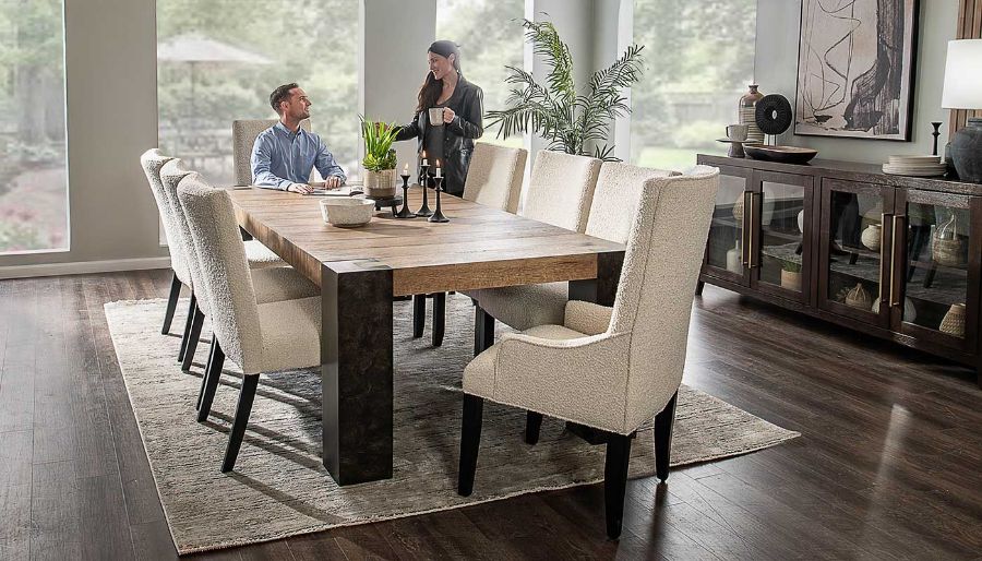 Imagen de Our House 100" Dining Height Table, 2 Cream Arm Chairs & 6 Side Chairs