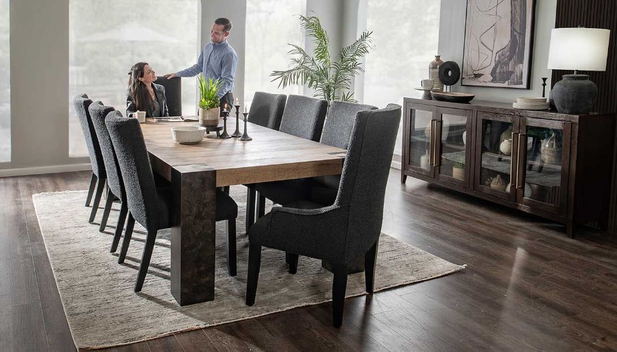 Imagen de Our House 100” Dining Height Table & Black Chairs