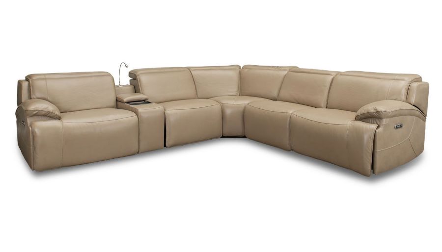 Ibiza II Leather 6-Piece Power Sectional - Home Zone Furniture ...