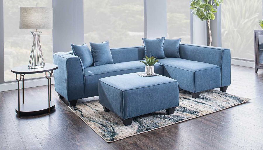 Picture of Phoenix Blue 3 Piece Sectional with Sycamore Rug