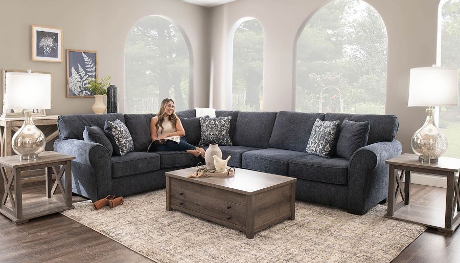 Imagen de Athens Navy Studio Sectional with Right Side Facing Loveseat