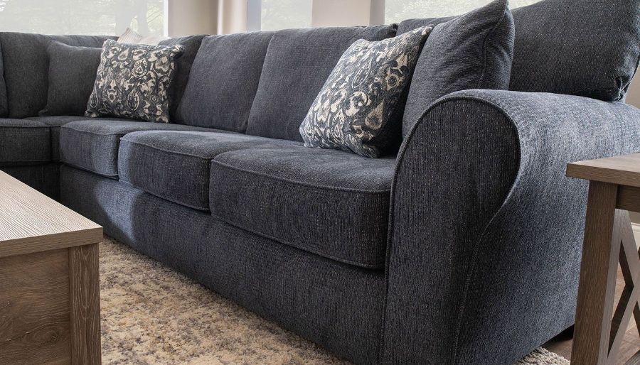 Picture of Athens Navy Studio Sectional with Right Side Facing Loveseat