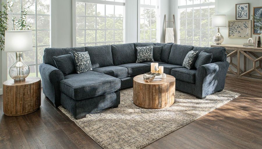 Picture of Heath Navy Sectional with Left Arm Facing Chaise