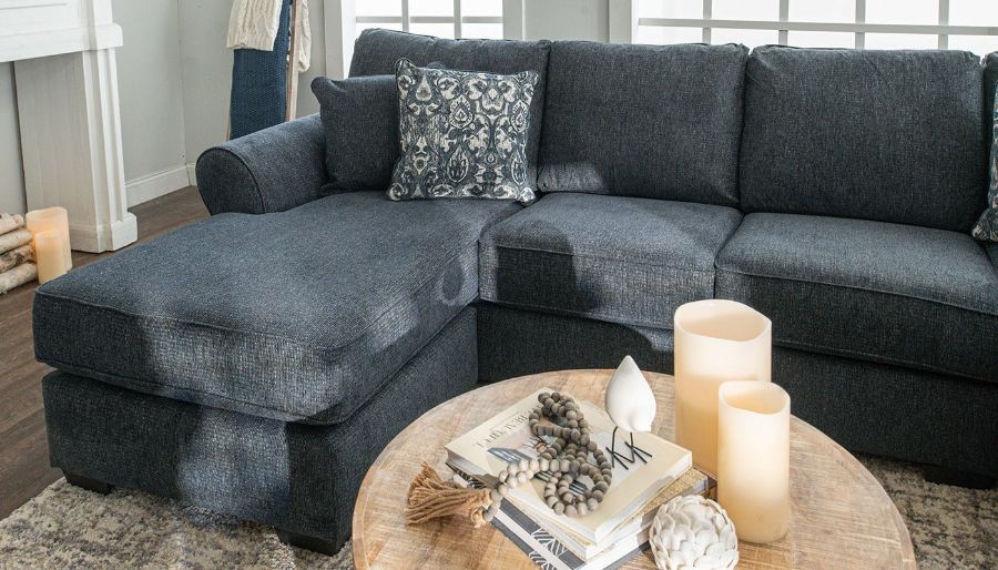 Picture of Heath Navy Sectional with Left Arm Facing Chaise