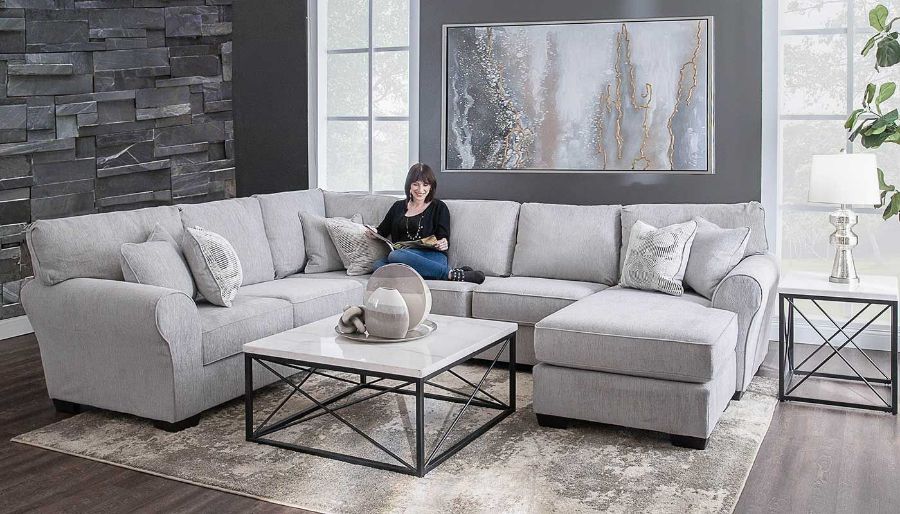 Picture of Heath Platinum Sectional with Right Arm Facing Chaise