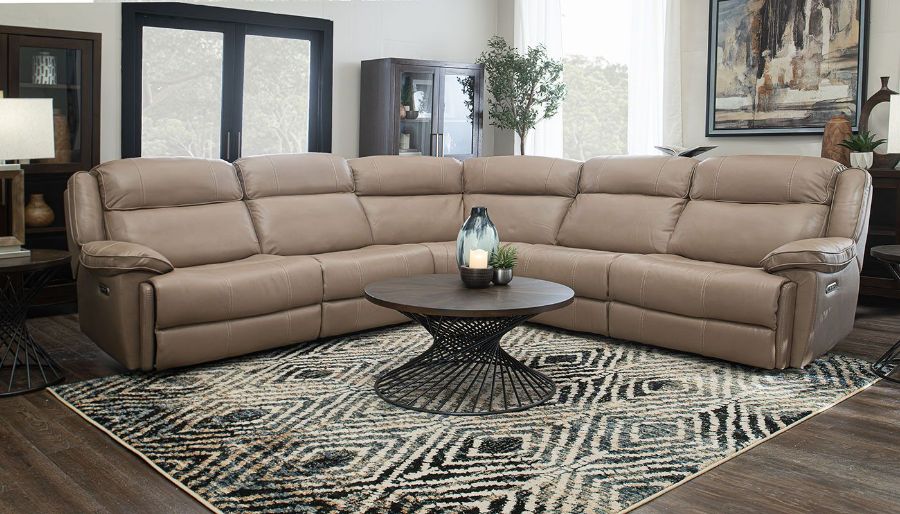 Imagen de Easthill Taupe Leather 5-Piece Sectional