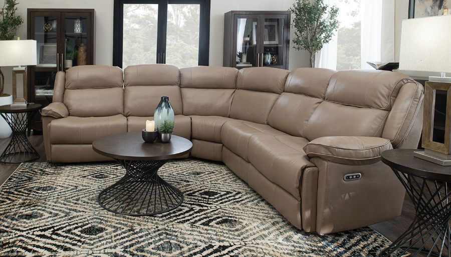 Picture of Easthill Taupe Leather 5-Piece Sectional