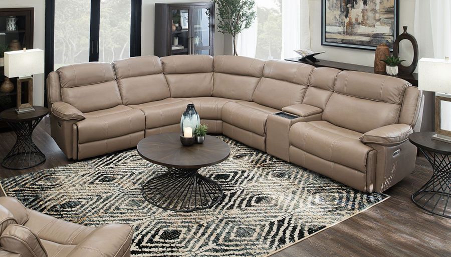 Picture of Easthill Taupe Leather 6-Piece Sectional