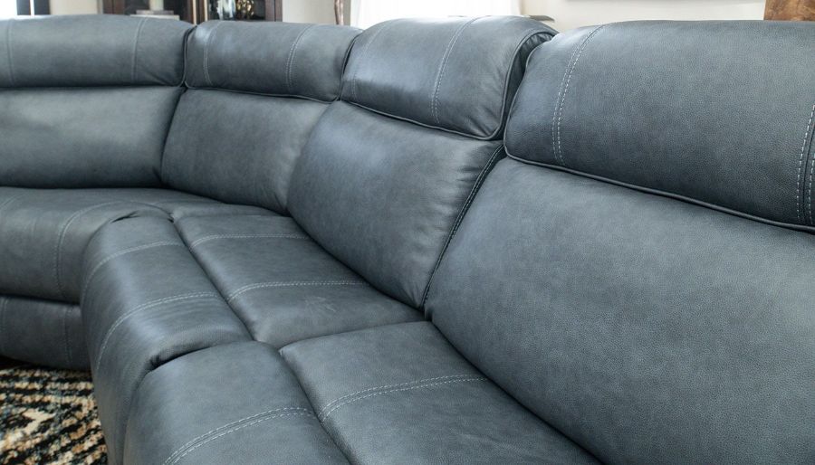 Imagen de Easthill Navy Leather 5-Piece Sectional