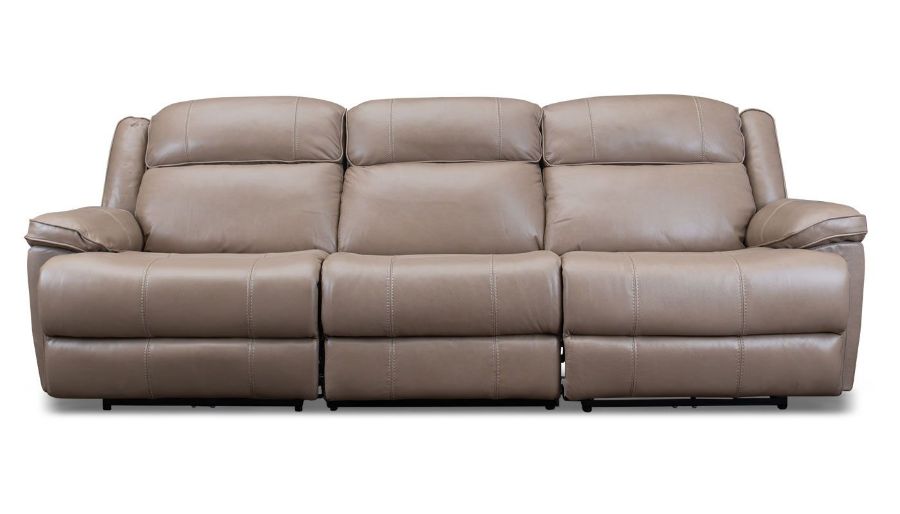 Picture of Easthill Taupe Leather Triple Reclining Sofa