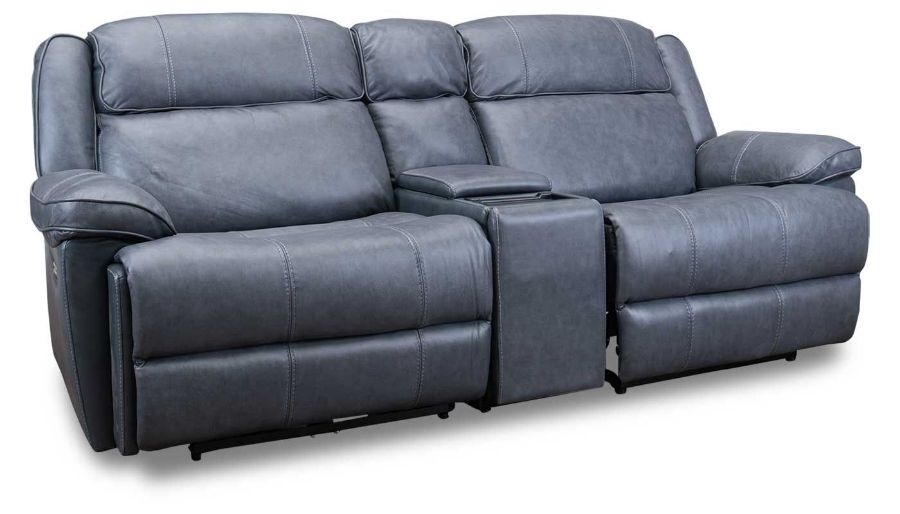 Picture of Easthill Navy Leather Loveseat