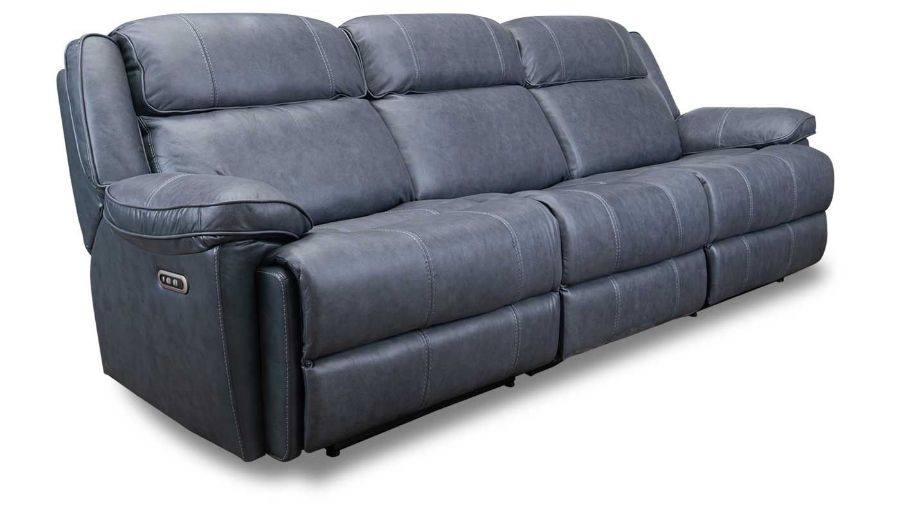 Picture of Easthill Navy Leather Triple Reclining Sofa