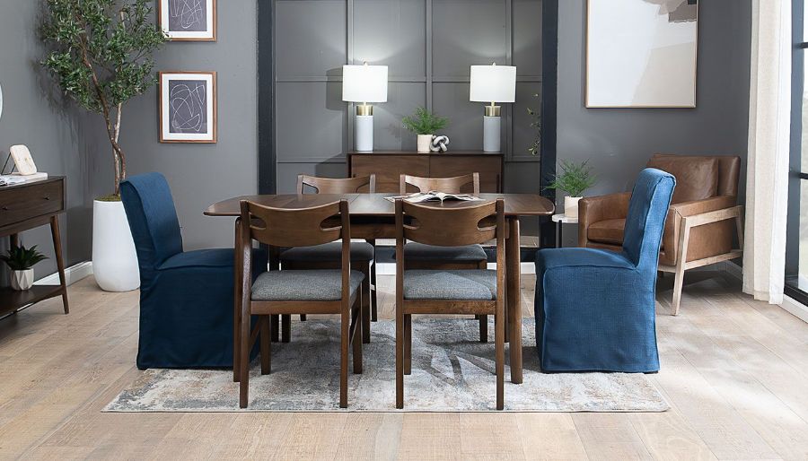 Picture of Slip Leaf Dining Height Table, 4 Side Chairs & 2 Regal Midnight Chairs