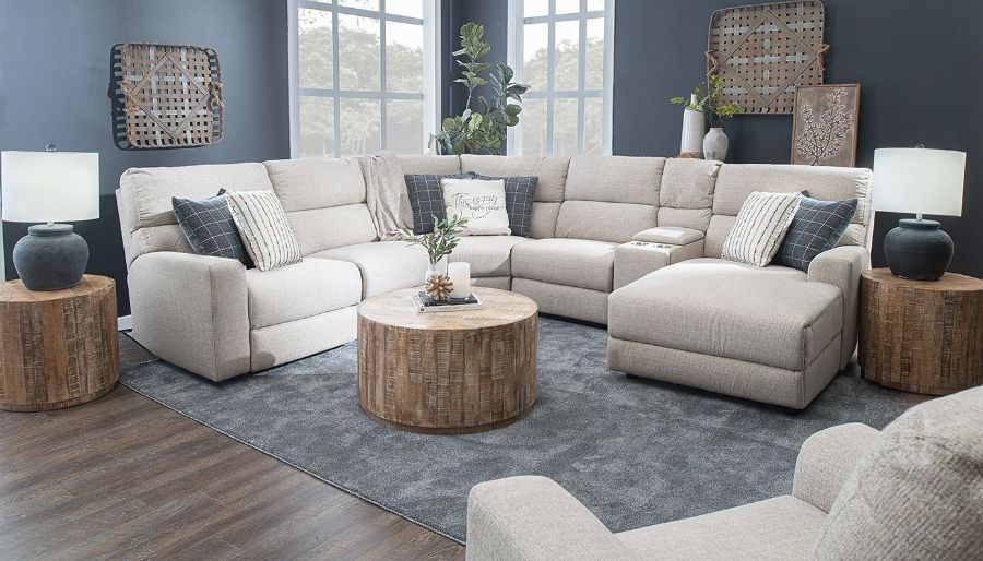 Picture of Modern Cottage Power 6-Piece Sectional with Right Arm Facing Chaise